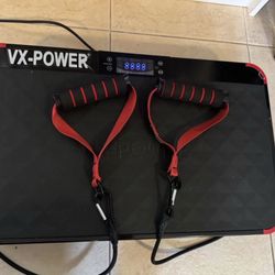 VX-Power Slimplate Evolution Fitness Digital Vibration Plate Whole Body Oscillating Platform Exercise Machine with Resistance Bands 