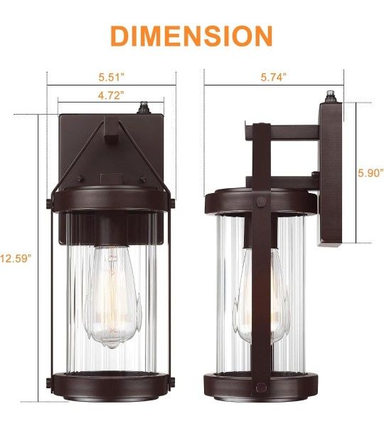 LONEDRUID 2 Pack Dusk to Dawn Sensor Outdoor Wall Sconce Lighting Waterproof Exterior Porch Lantern Rustic Outside Garage Light Fixtures Wall Mount fo