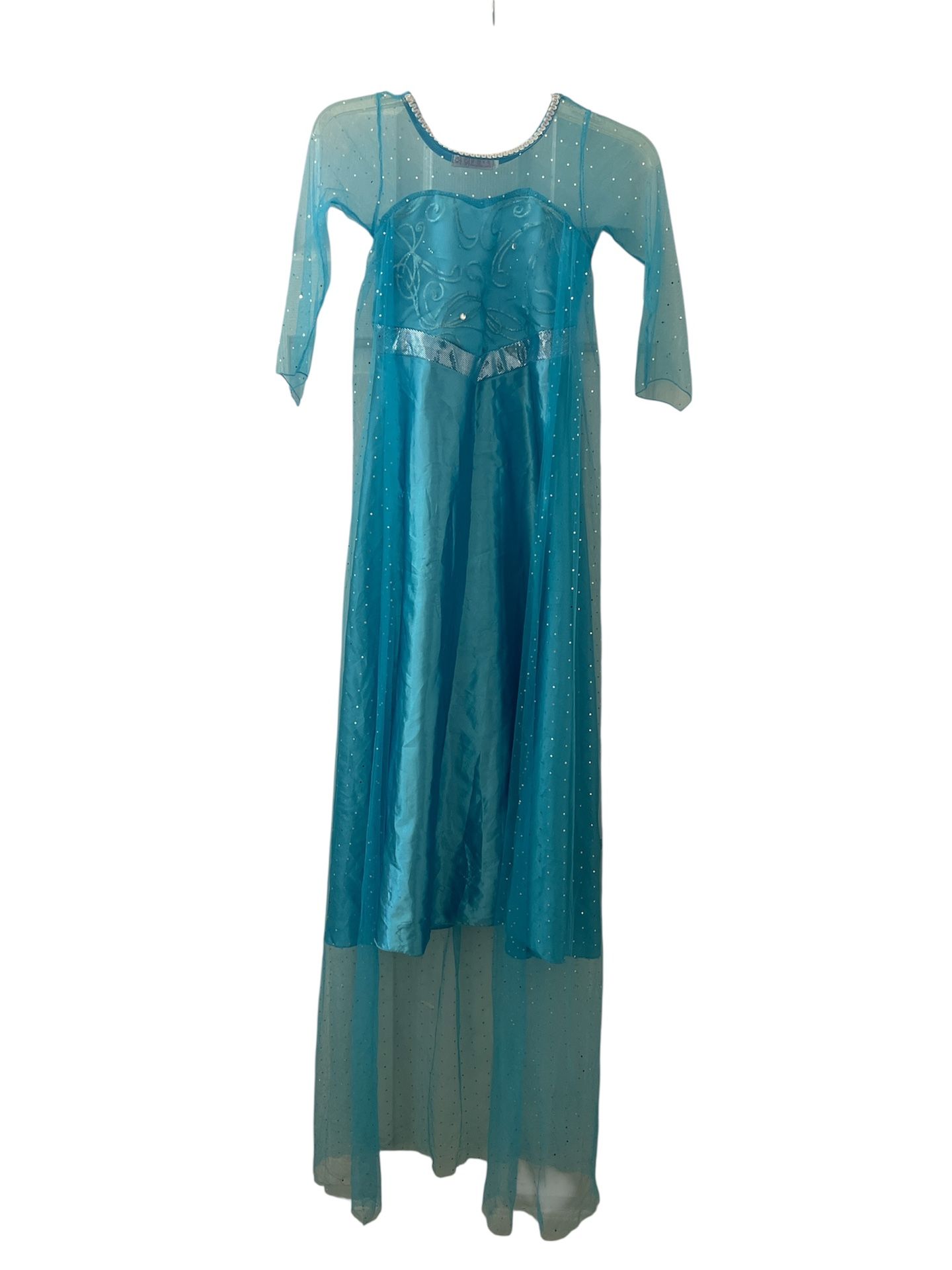  Girls Princess Elsa Dress Costume with Long Cape - Luxury Sequin Halloween Elsa Dress up Size: 9-10 Age