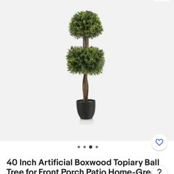 40 Inch Artificial Boxwood Topiary Ball Tree For Front Porch Patio Home -green New In The Box