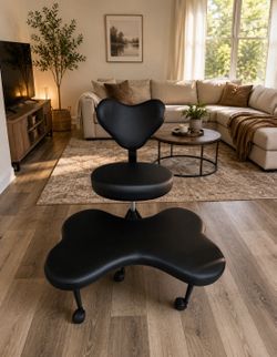 Ergonomic Cross Legged Chair, 360° Swivel Meditation Chair with Wheels, Height Adjustable Seat for ADHD, Strong Lumbar Support, Chic Home Office Furni