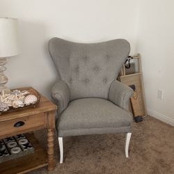 2 Vintage High Back Gray Chairs 