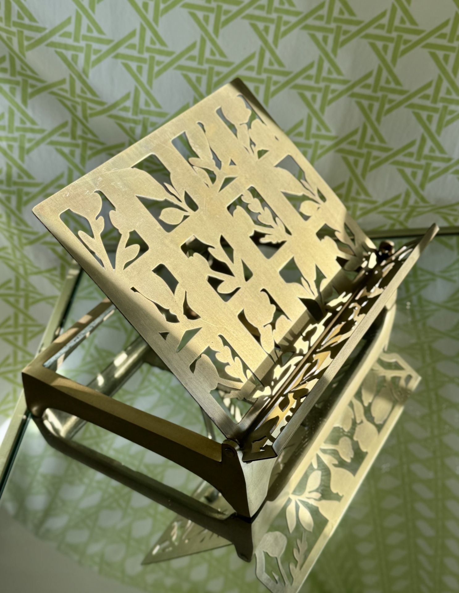 Magnolia Antique Brass Floral Cookbook Stand