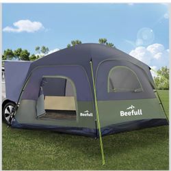 Brandnew SUV Tent for Camping with Rainfly, 6-8 Person Car Camping Tent with Waterproof PU2000mm, Double Layer Design with Storage Bag, Green & Gray