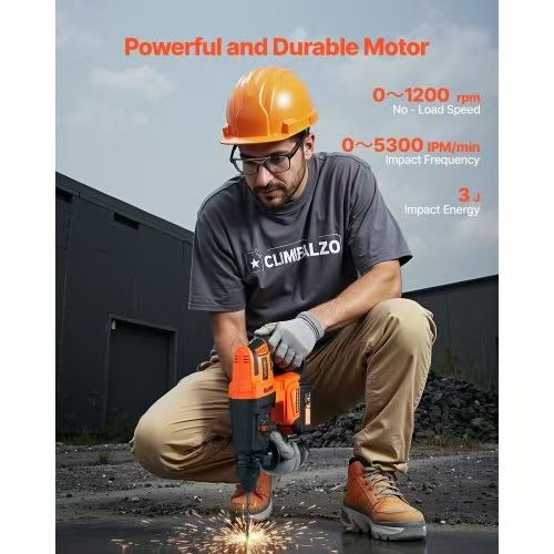 527#20V Brushless Cordless Hammer Drill, Lithium Ion 1.1 Inch Rotary Hammer Driver, SDS Plus Electric Lightweight Power Tool Kit with Battery and Char