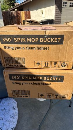 360° Spin Mop Bucket – Black/Red (2 Boxes)