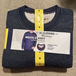 BRAND NEW WITH TAGS NEVER WORN BC Clothing Heritage Waffle Knit Long Sleeve Sweater Shirt Top Men’s Size S Small