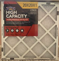 High Capacity Performance Air Filter 20x20x1 (2 Pack)