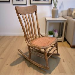 Vintage Colonial Revival Oak Rocking Chair
