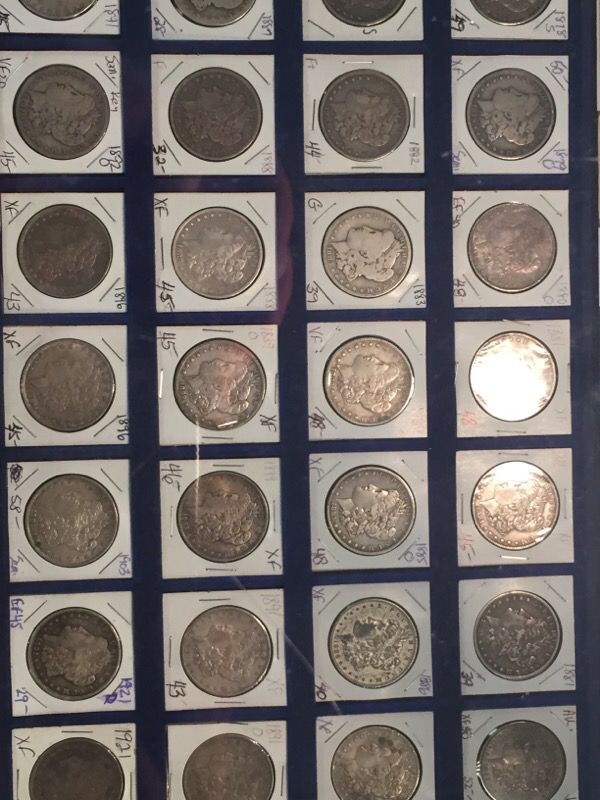 Morgan silver dollars. All years even tough dates