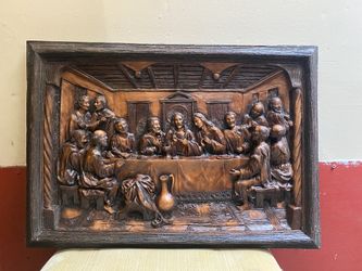 The last supper carved frame