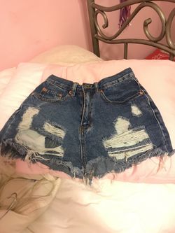 distressed jean shorts