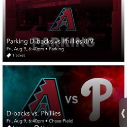 8/9 Diamondbacks Great Seats!!!!!! Sec 125 Row 25 With Parking Pass Included