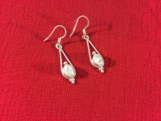 Handcrafted 925 Stamped Silver Earrings with Moonstone