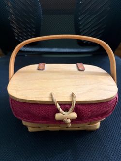 Woven Basket with Wooden Lid and Handle