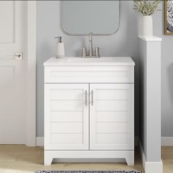 Kirkman 30in True White Single Sink Bathroom Vanity