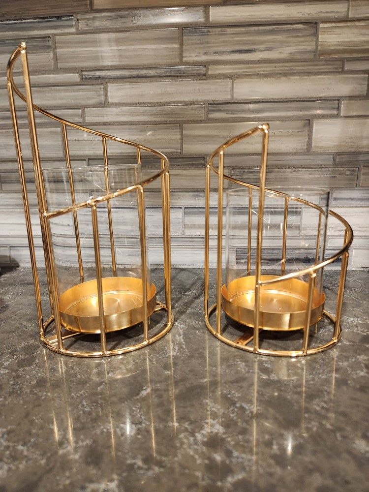 5 Sets Of Gold candle Holders - Total Of 10