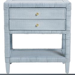 Tahari Rattan Accent Table/ Nightstand blue