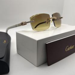 Cartier Big C Diamond Cut VVS Hennessey White Buffalo Glasses