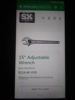 U.S.A. made 15" SK Brand Adjustable Wrench