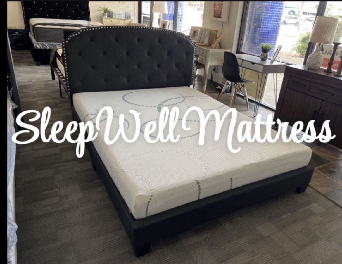 Queen Size Bed Frame With Memory Foam Mattress Included