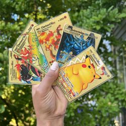 Gold Plated Metal Pokemon Cards 