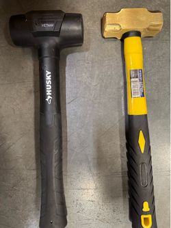 Brass hammer and rubber mallet