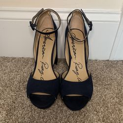 Navy Blue American Rag Open Toe Heels