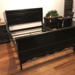 Black queen bed frame