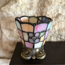 Vintage Partylite Hydrangea Mosaic Votive Tea Light Candle Holder