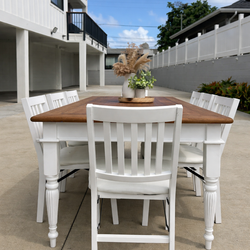 Solid Wood Farmhouse Dining Table Set – Seats 8