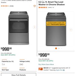 Gas Washer And Dryer Whirlpool Set 