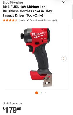 Milwaukee M18 FUEL 18V Brushless 1/4” Hex Impact Driver – Tool Only