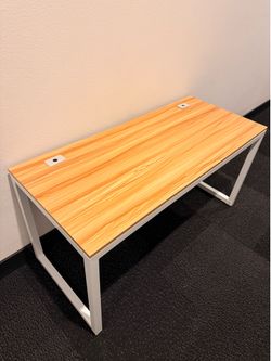 Home Office 55-Inch Large Computer Desk, 24 Deep, White Frame with Oak Top