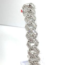 925 Sterling Silver CZ 9” Monaco Bracelet 54.30g 13.9mm 199328/4