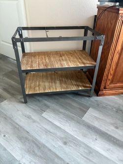 Works market teak wood desk