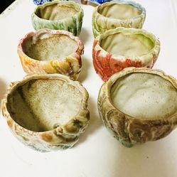 6 Succulent Planter, Pottery, Ceramic Pots With Drain  Holes Underneath 