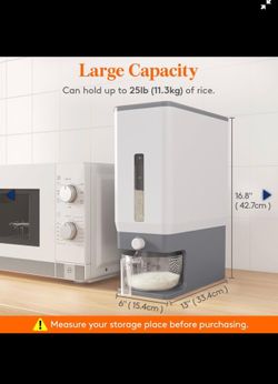 Lifewit Rice Airtight Dispenser Container - White & Dark Grey, 6x13x16.8 Inch 25 lbs