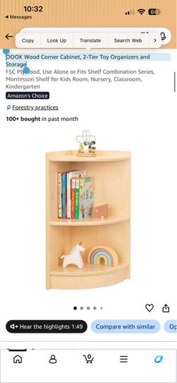 OOOK Wood Corner Cabinet, 2-Tier Toy Organizers and Storage
