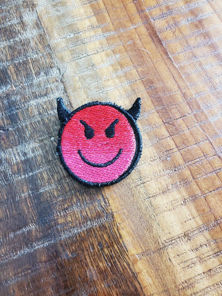 New Demon 😈 Emoji Embroidered Sew On Patch Size: 1 3/4" By 1 3/4"