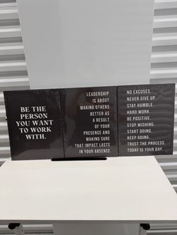 Set of 3 Motivational Canvas Wall Art Office Decor Black White Leadership Quotes