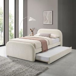 FULL BED W/ TRUNDLE IVORY GREEN OR PINK (F72028) $449  DELIVER AVAILABLE