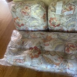 Set Of Pier1 Bench . Front Porch Cushions- Back Pillow 22”X22”, Bottom 22”X43”