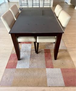 Dark Wood Dining Table with 4 Chairs