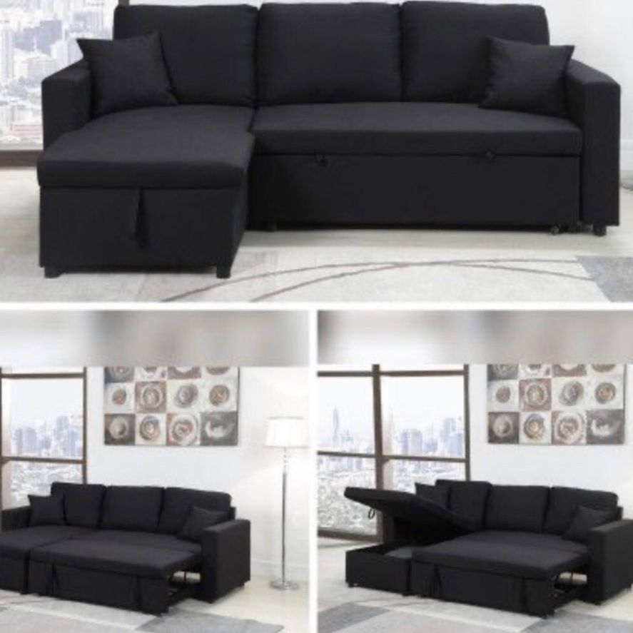 Sectional Chaise Reversible Convert To Bed With Storage Below 87x57