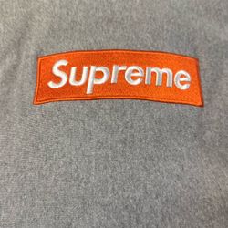 2017 Fluorescent Orange Box Logo Grey Supreme Hoodie 