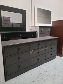 Gray Matte Wide Bedroom Dresser!