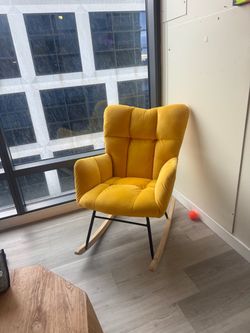 Mustard Yellow Velvet Rocking Chair