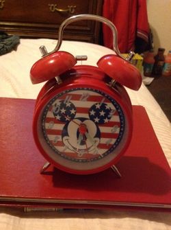 Mickey mouse patriotic red white and blue alarm clock