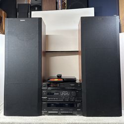 Sony Compact Stereo System -Vintage-Super Clean-includes Sony Floor Speakers and a Sony CD/DVD Player 
